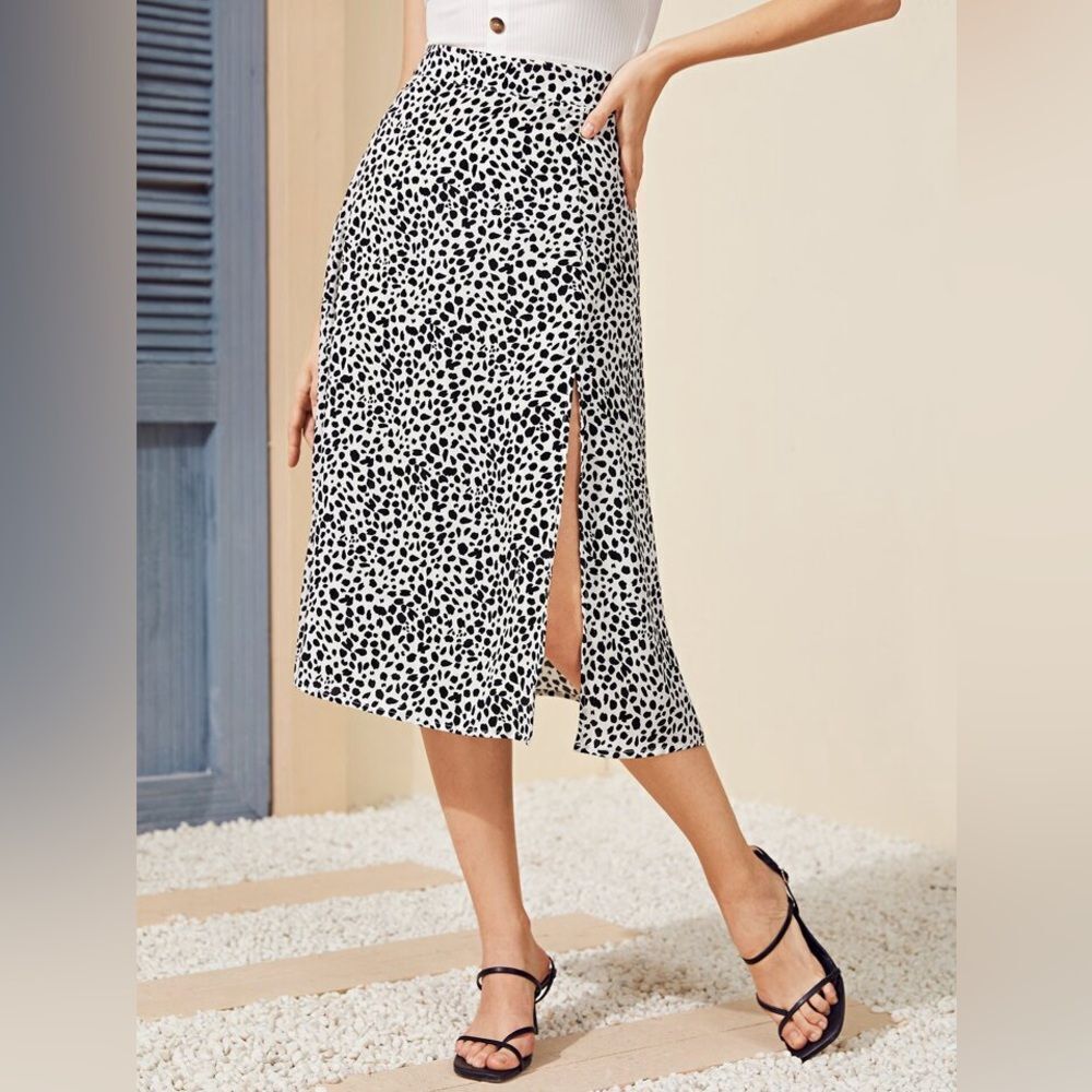 Shein Women's Split Thigh Dalmatian Skirt Size Small